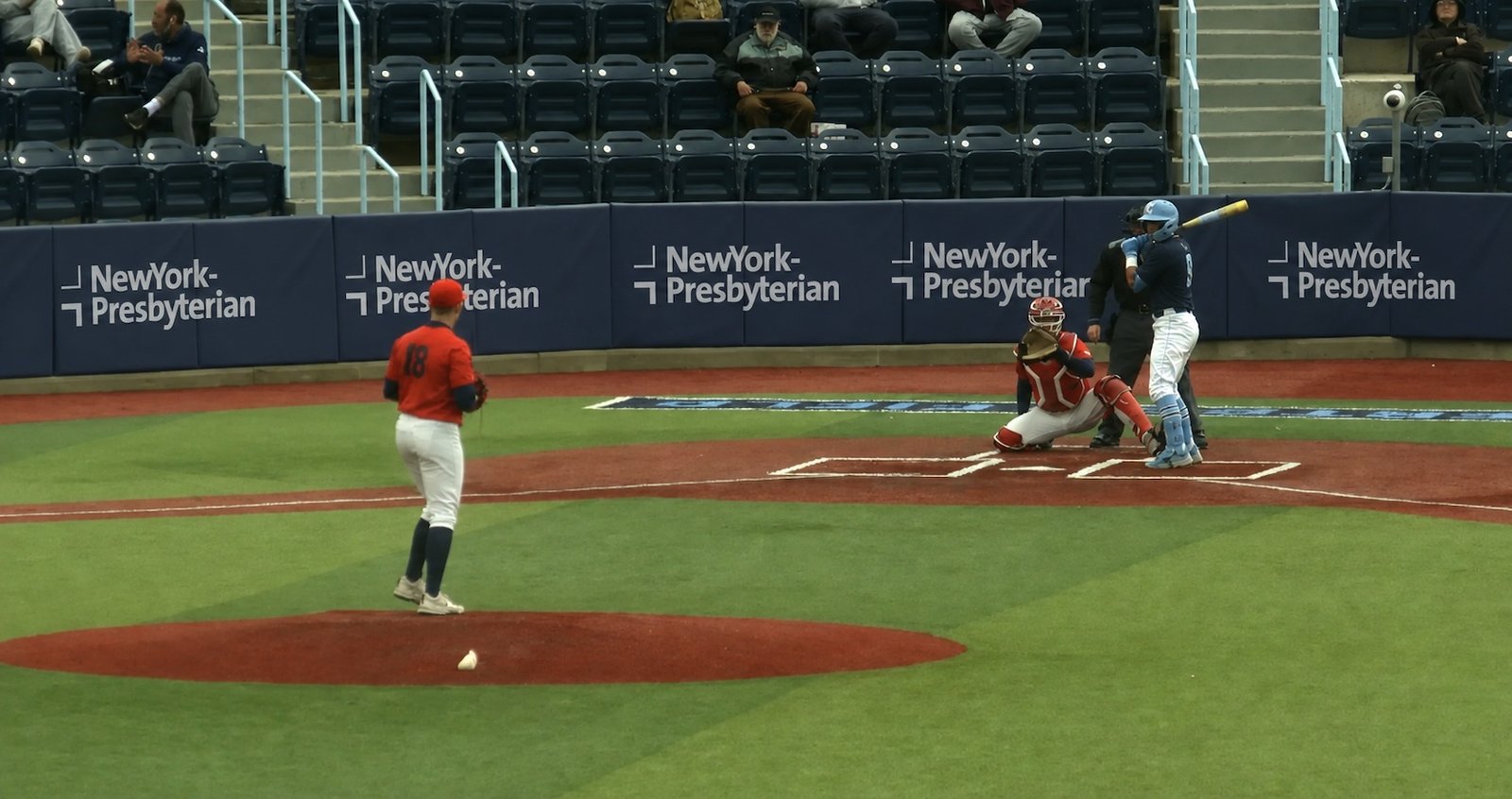 Baseball scene with advertising on the stadium wall